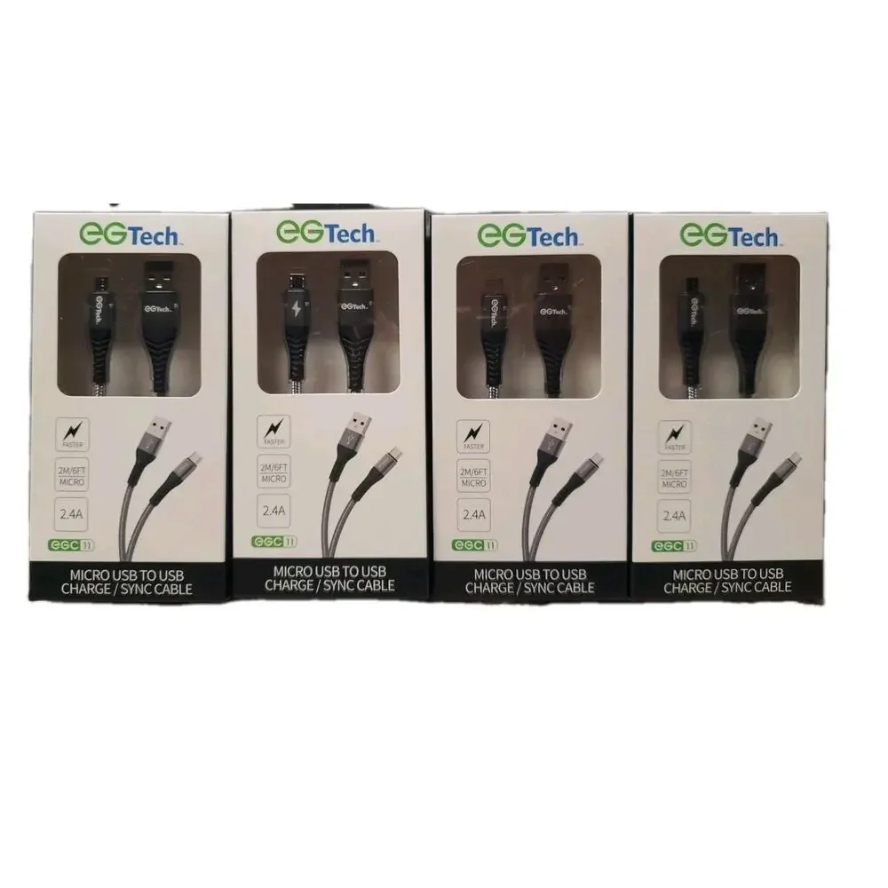EG Tech EGC11 Micro USB to USB Charge Sync Cable 2M 6ft 2.4A Fast Charging